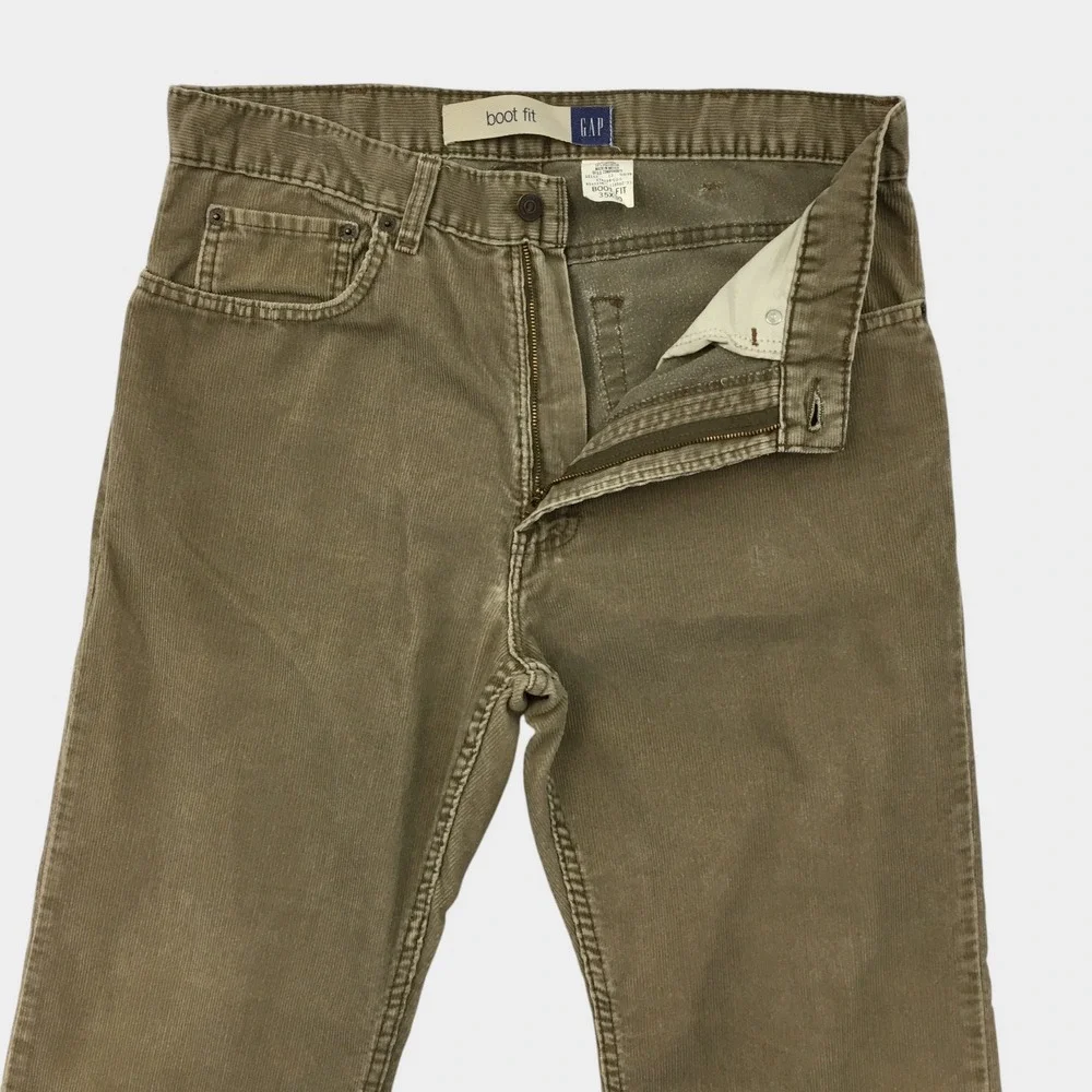 VINTAGE Gap Mens Y2K Boot Fit Corduroy Pants Khaki Brown 35x30 Fits 34 Waist